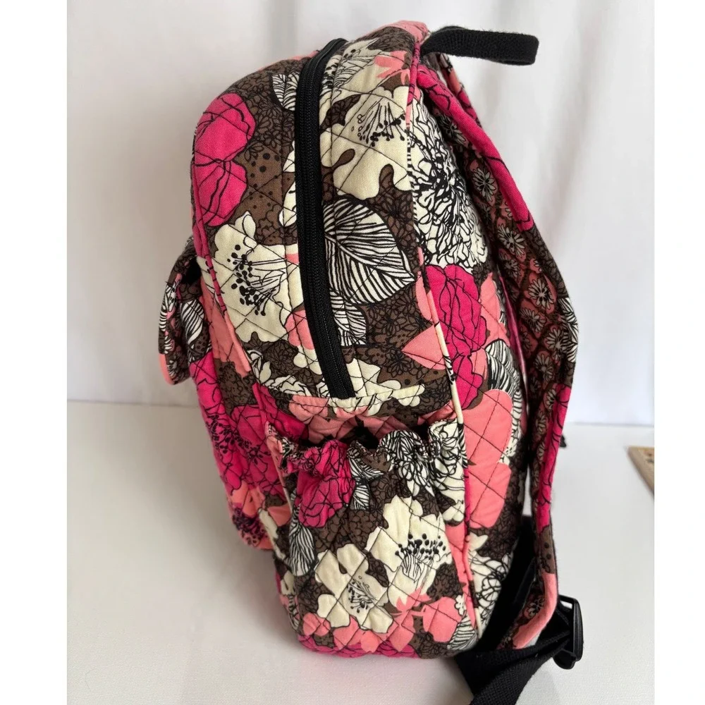 Vtg Vera Bradley Symphony‎ Hue Quilted Floral Backpack Mocha Rouge Retired Print